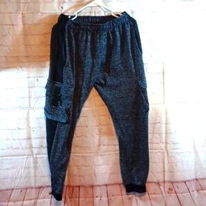 Blue Gear Gray & Black Fleece Sweat Pants Sz M